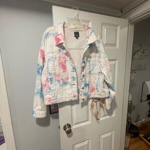 Tie dye mini jean jacket